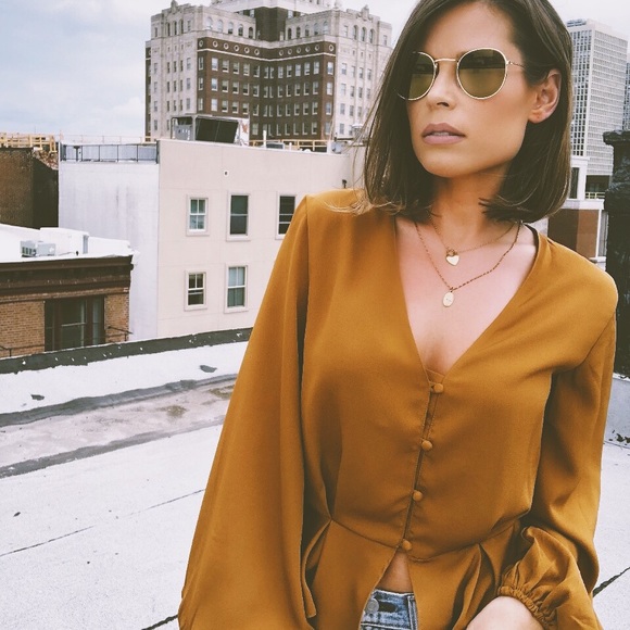 amqn Accessories - Last🆕Kiley Gold Mirrored Round Aviator Sunnies